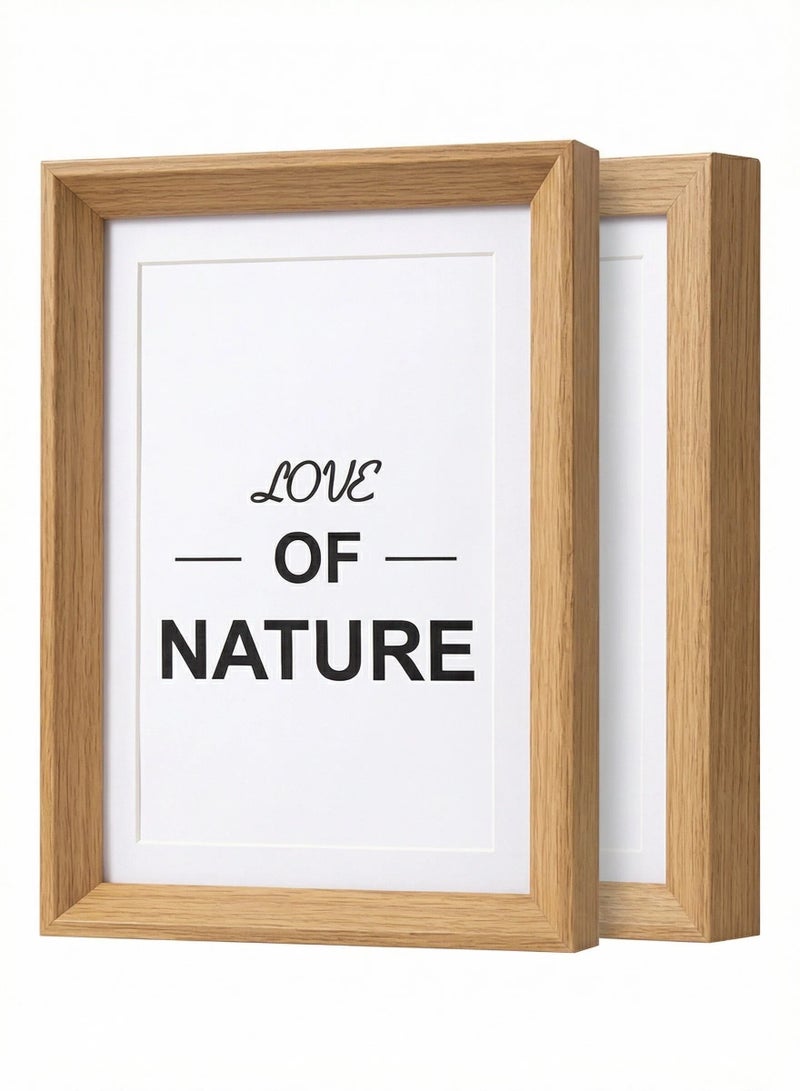 2 Pack 6 Inch Natural Wood Photo Frames  – Minimalist Tabletop & Wall-Mountable - Image 1